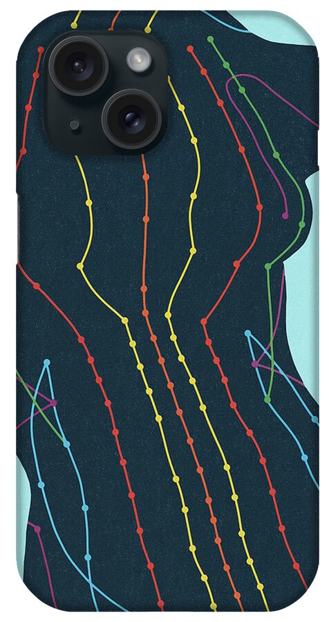 Abstract iPhone Case featuring the drawing Lines Drawn on a Human Body by CSA Images