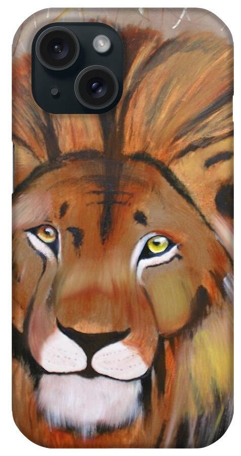 Lion iPhone Case featuring the painting Lion by Jim Lesher
