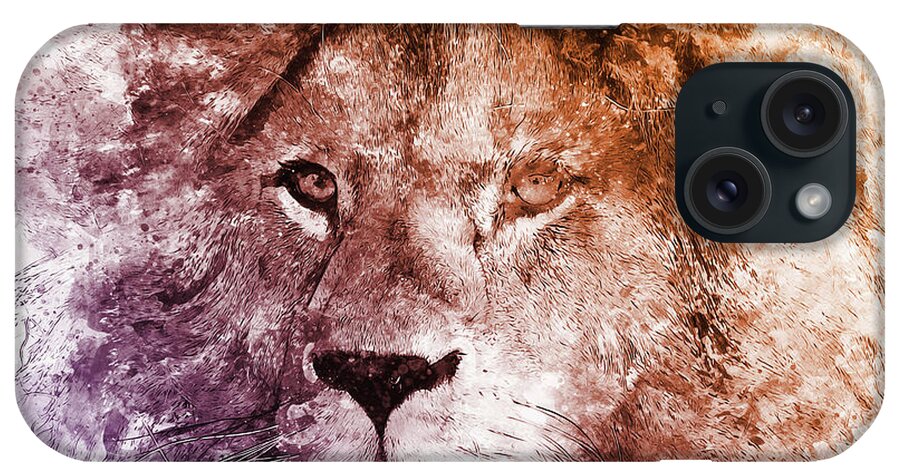 Lion King iPhone Case featuring the painting Lion King - 02 by AM FineArtPrints