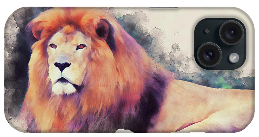 Lion King iPhone Case featuring the painting Lion King - 11 by AM FineArtPrints