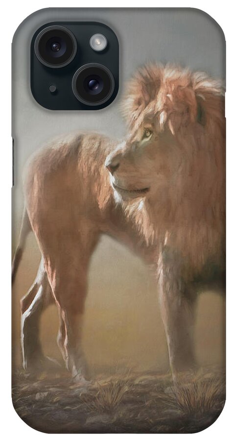 Lion iPhone Case featuring the digital art Lion King - Leader of the Pride by Teresa Wilson