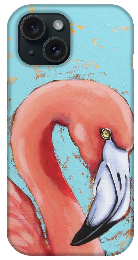 Flamingo iPhone Case featuring the painting Little Flamingo by Lucia Stewart