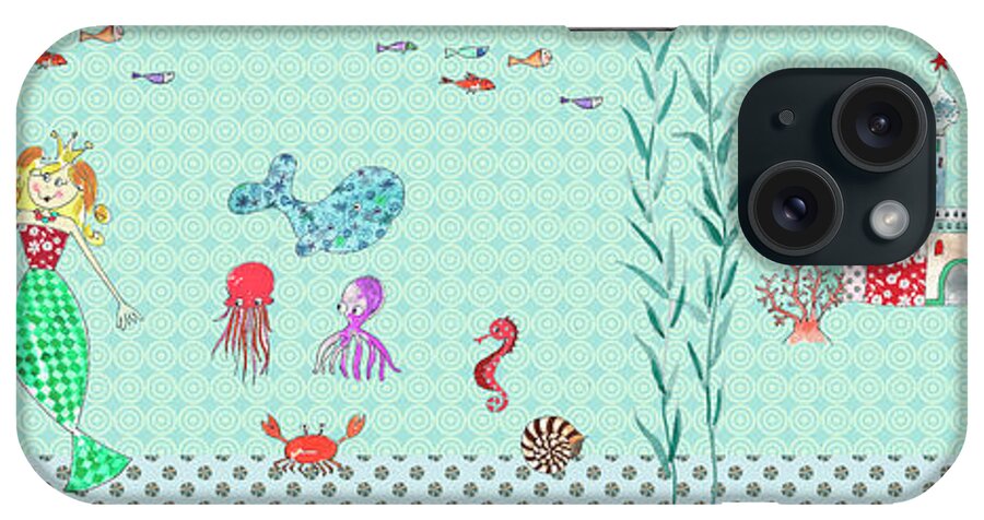 Fairytale iPhone Case featuring the mixed media Little Mermaid Full Composition by Effie Zafiropoulou