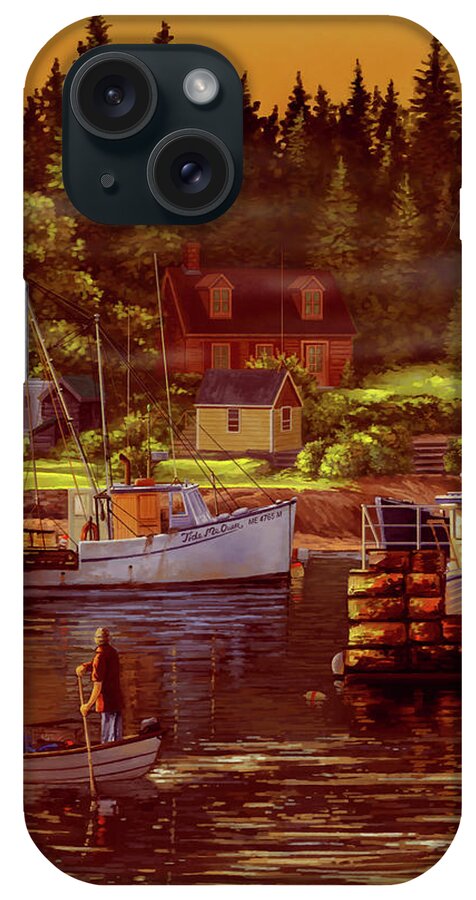 Maine iPhone Case featuring the painting Lobstermen by Hans Neuhart