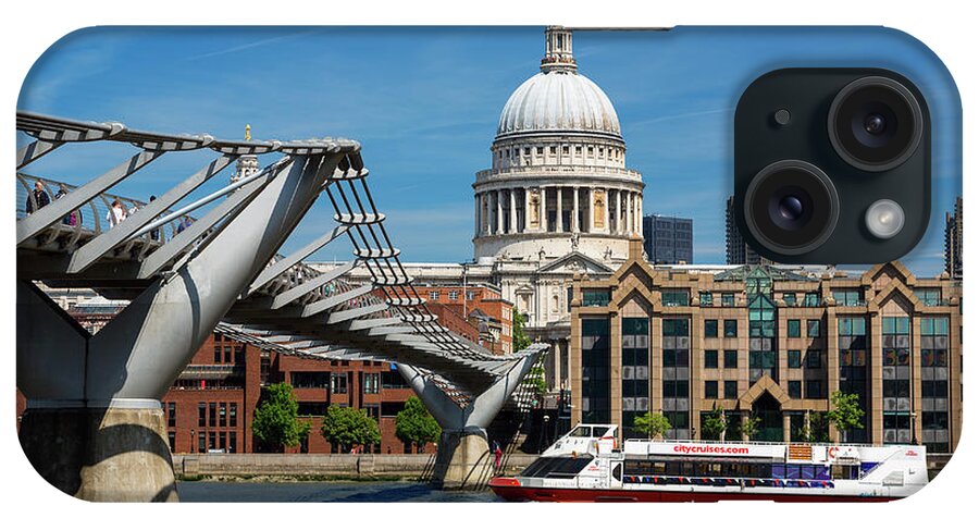 London Millennium Footbridge iPhone Case featuring the photograph London, Millennium Footbridge And St by Sylvain Sonnet