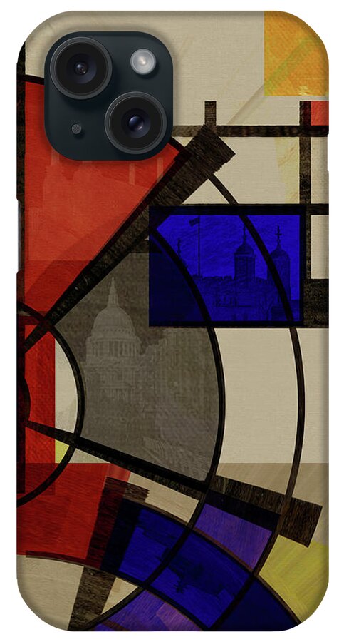 Geometric iPhone Case featuring the mixed media London Squares FIVE ONE ONE by BFA Prints