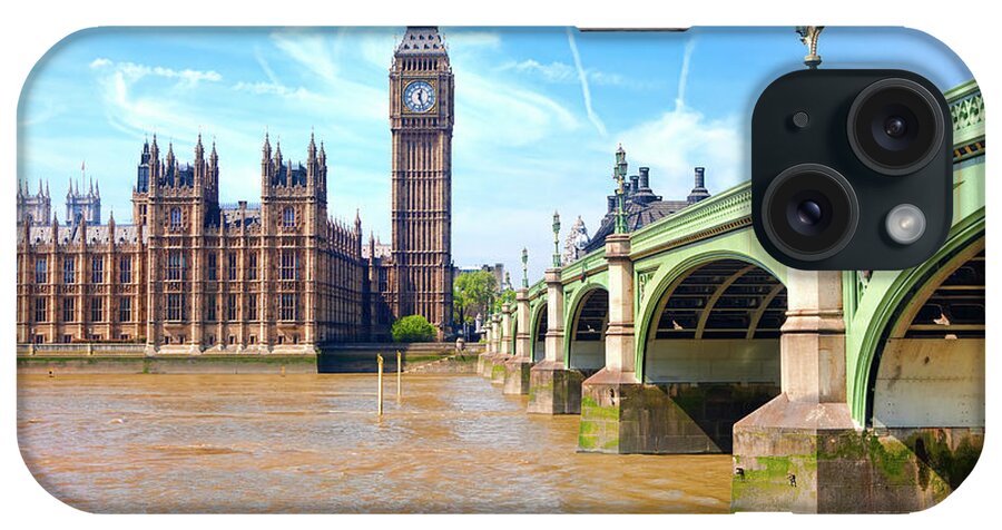 Clock Tower iPhone Case featuring the photograph London Westminster Houses Of Parliament by Zonecreative
