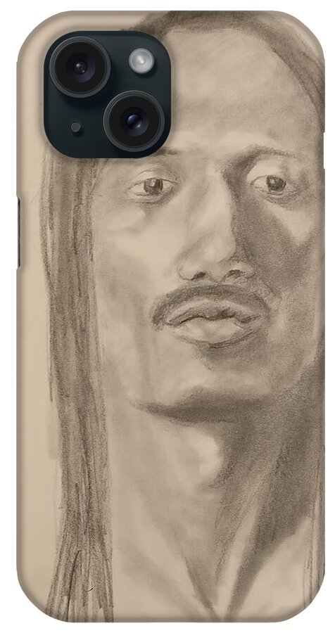 Sketch iPhone Case featuring the drawing Long Hair Style by Nicolas Bouteneff