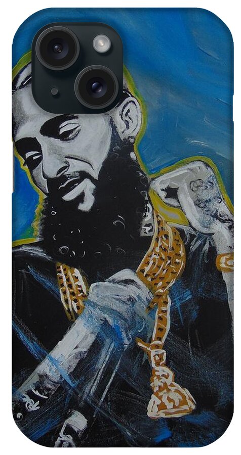 Nipsey iPhone Case featuring the painting Long Live Nipsey by Antonio Moore