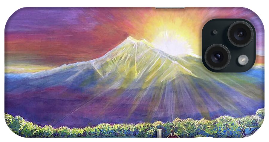 Longs iPhone Case featuring the painting Longs Peak Colorado by David Sockrider