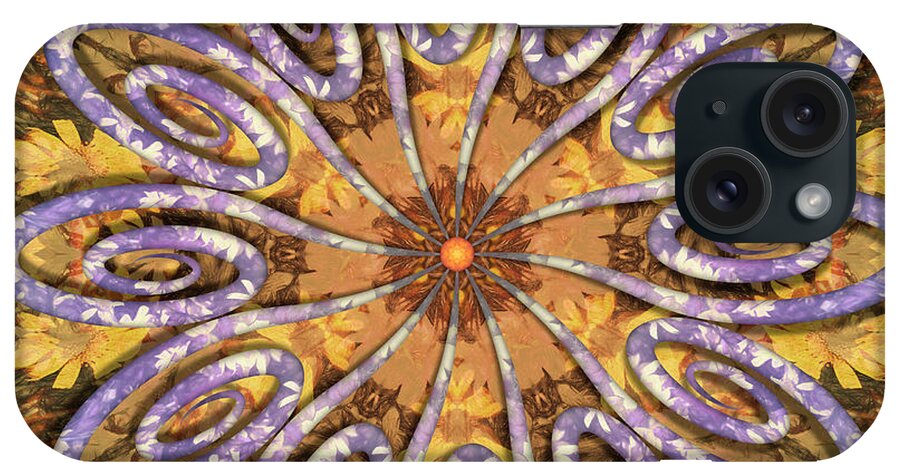 Spin-flower Mandalas iPhone Case featuring the digital art Loopsy Daisy by Becky Titus
