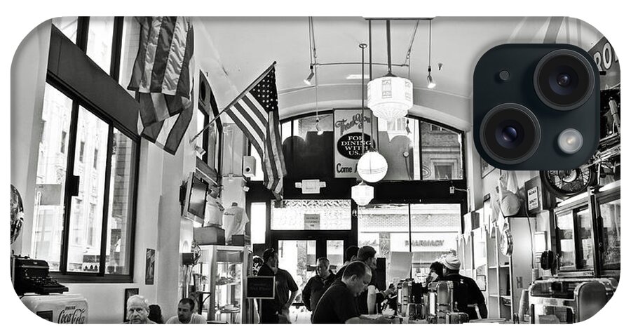 Lori iPhone Case featuring the photograph Loris Diner San Francisco BW by RicardMN Photography
