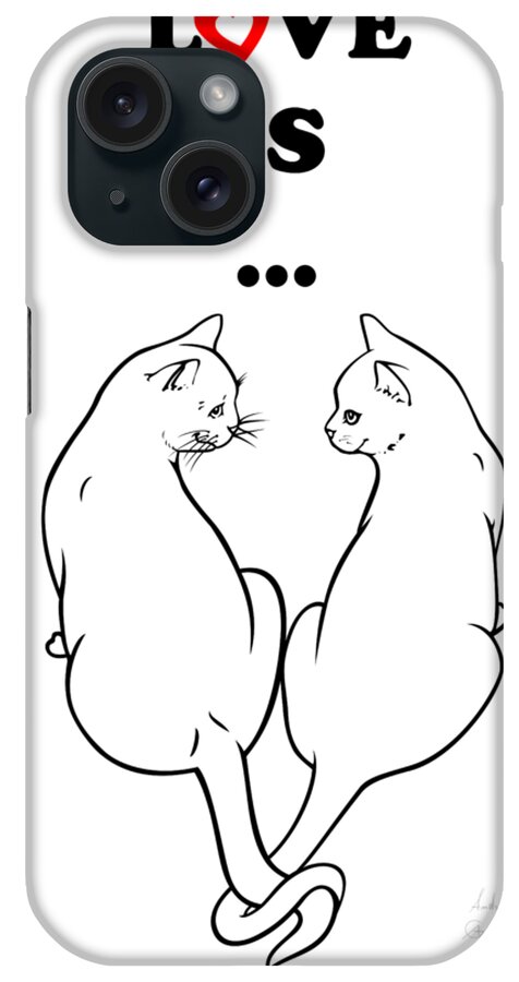 Cat iPhone Case featuring the digital art Love Is black by Andrea Gatti