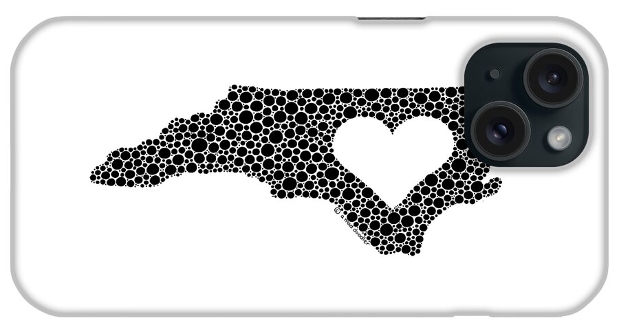 Black And White iPhone Case featuring the drawing Love North Carolina by A Mad Doodler