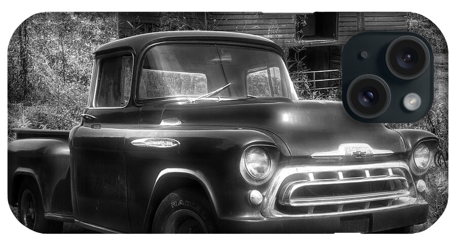 1957 iPhone Case featuring the photograph Love that Black and White 1957 Chevy Truck by Debra and Dave Vanderlaan