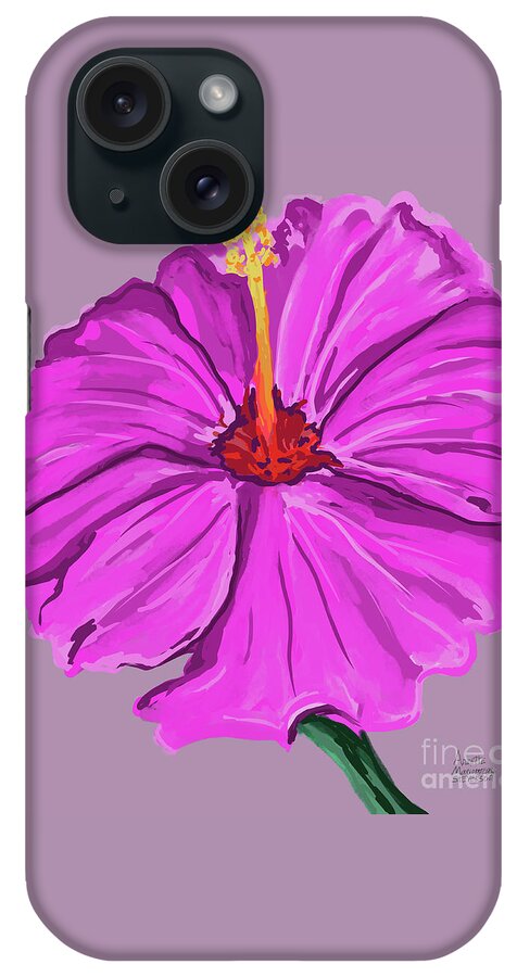 Hibiscus iPhone Case featuring the digital art Lovely Pink Hibiscus by Annette M Stevenson