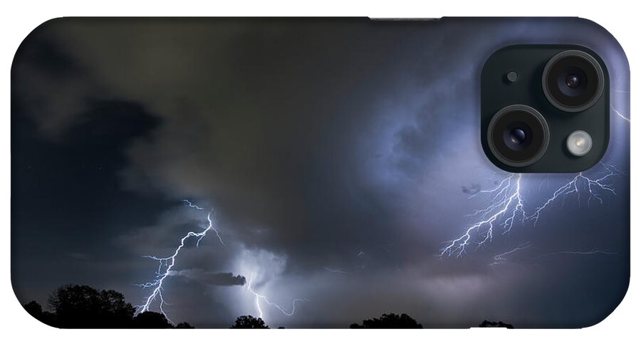 Thunderstorm iPhone Case featuring the photograph Low Angle View Of Thunderstorm And Lightning At Badlands National Park by Cavan Images