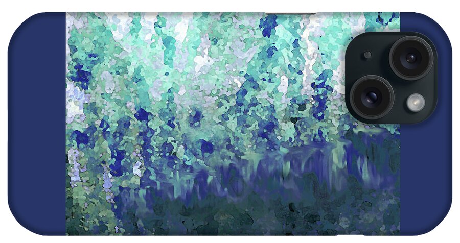 Coastal iPhone Case featuring the digital art Luka Blue Green White by Corinne Carroll