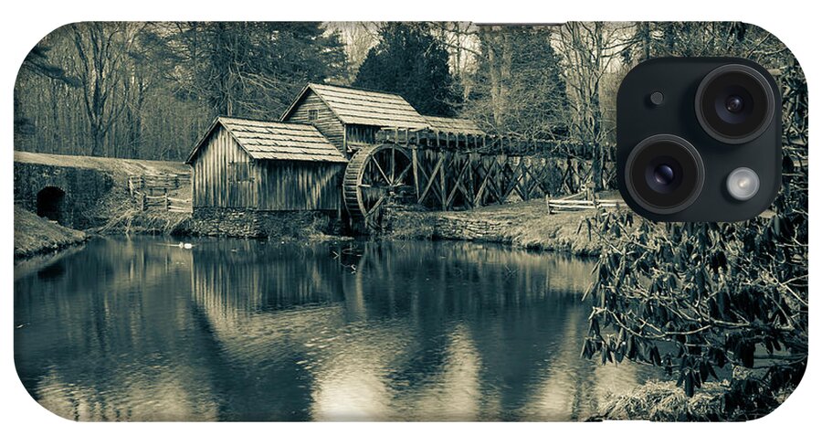 America iPhone Case featuring the photograph Mabry Mill Landscape Along the Virginia Blue Ridge Parkway - Sepia by Gregory Ballos