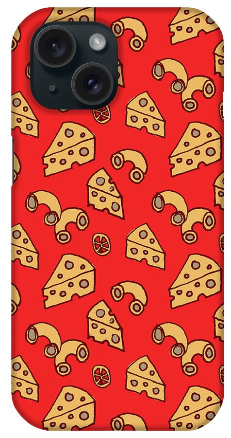 Pattern iPhone Case featuring the painting Macaroni and Cheese Pattern by Jen Montgomery