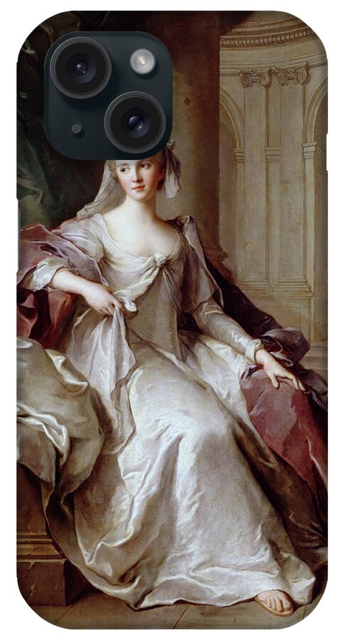 Madame Henriette De France iPhone Case featuring the painting Madame Henriette de France as a Vestal Virgin by Jean Marc Nattier by Rolando Burbon