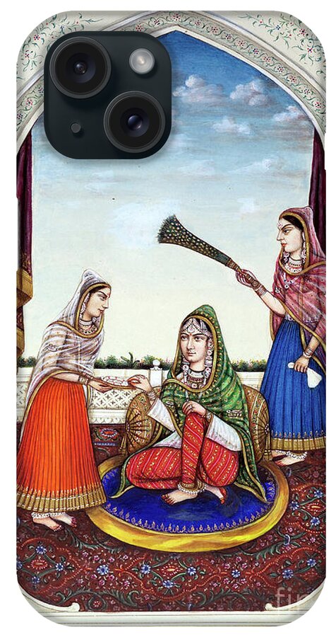 Servant iPhone Case featuring the painting Maharani Jindan, From 'the Kingdom Of The Punjab, Its Rulers And Chiefs, Volume I', A Volume Of 27 Watercolour Studies By An Unidentified Indian Artist, C.1840 by Indian School
