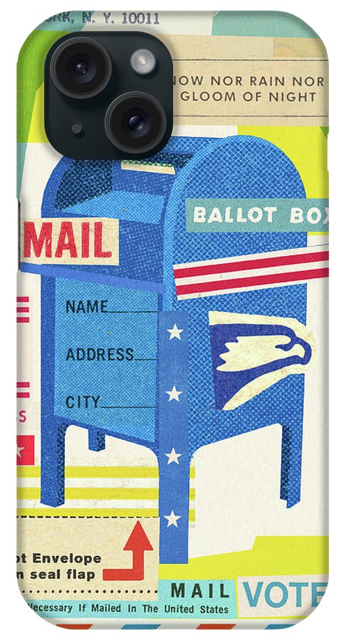 America iPhone Case featuring the drawing Mailbox Ballot Box Collage by CSA Images