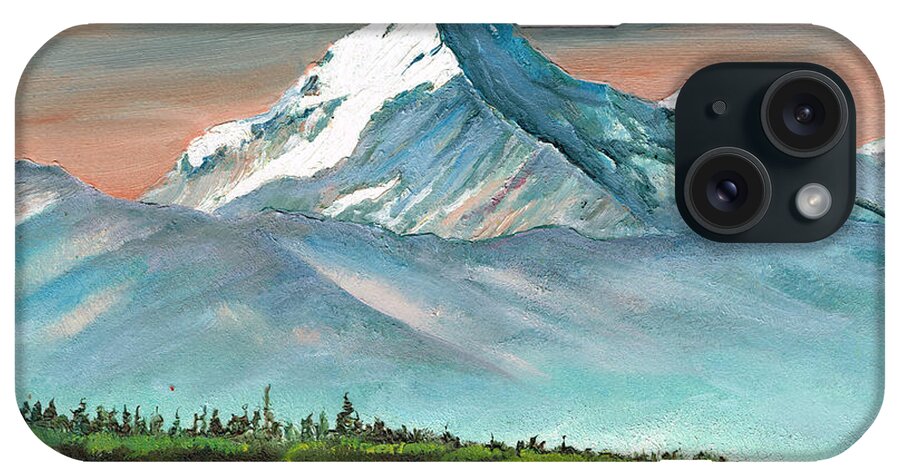 Mountain. Snow Capped Mountain iPhone Case featuring the painting Majestic Mount Cook by Val Stokes