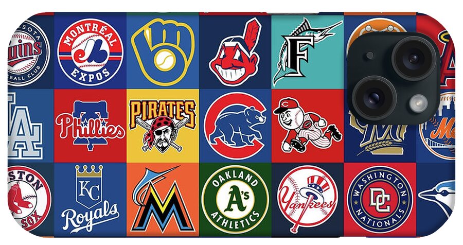 Mlb iPhone Case featuring the mixed media Major League Baseball Background Logo Teams by Movie Poster Prints