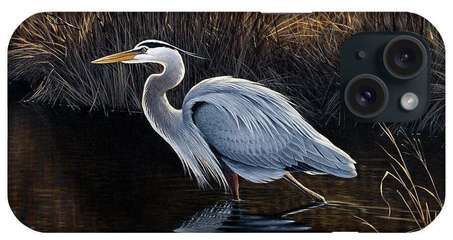 Great Blue Heron iPhone Case featuring the painting Making Strides - Great Blue Heron by Wilhelm Goebel