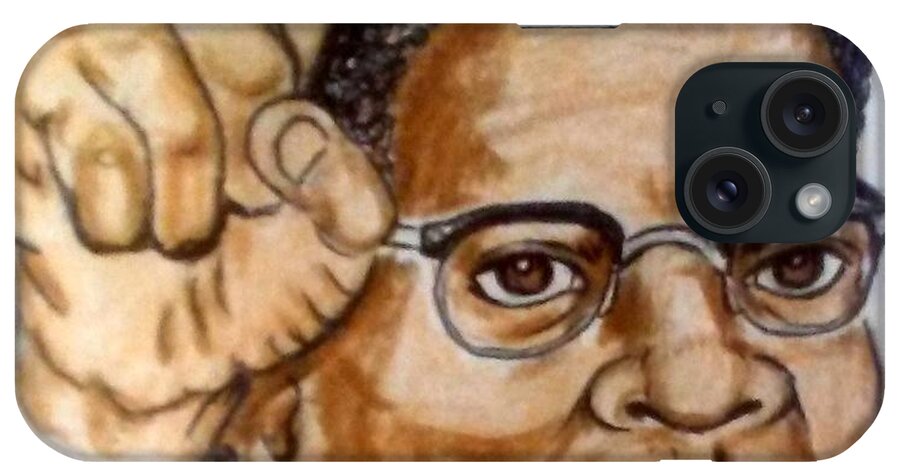 Blak Art iPhone Case featuring the drawing Malcolm X by Joedee