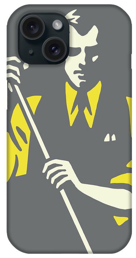 Adult iPhone Case featuring the drawing Man Chalking Cue by CSA Images