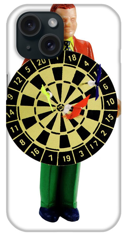 Adult iPhone Case featuring the drawing Man Holding Dart Board by CSA Images