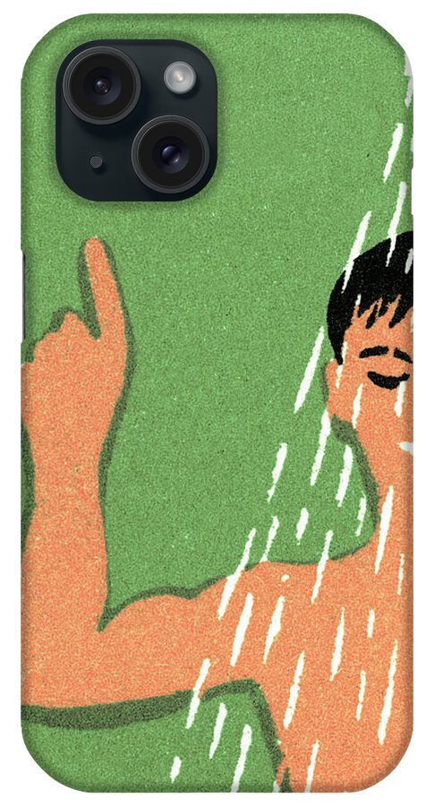 Adult iPhone Case featuring the drawing Man in the shower by CSA Images