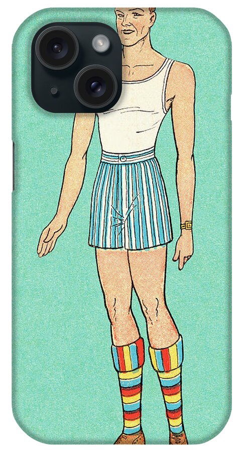 Adult iPhone Case featuring the drawing Man in Undergarments by CSA Images