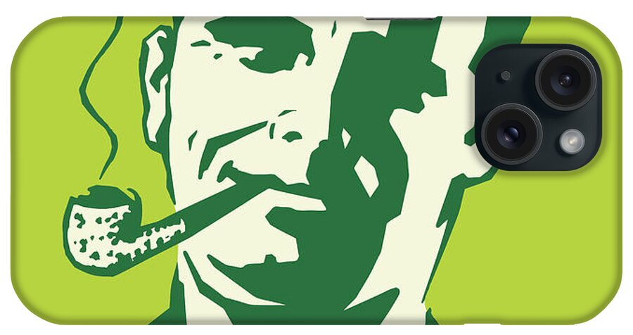 Adult iPhone Case featuring the drawing Man Smoking a Pipe by CSA Images