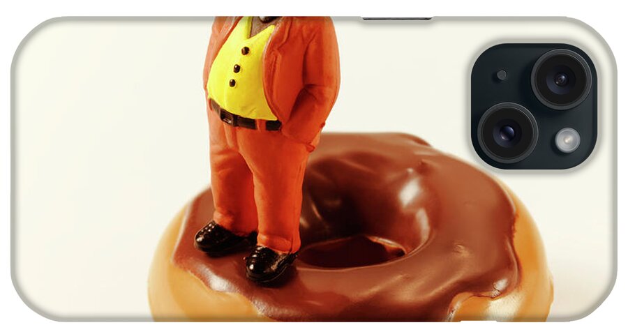 Adult iPhone Case featuring the drawing Man Standing on Doughnut by CSA Images