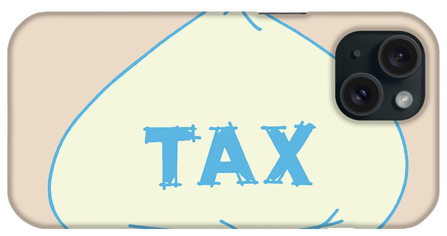 Adult iPhone Case featuring the drawing Man Underneath Huge Tax Bag by CSA Images