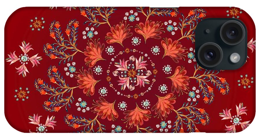 Mandala iPhone Case featuring the painting Mandala flowering series#3. Terracotta by Elena Kotliarker