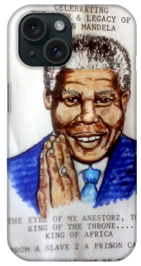 Gblack Art iPhone Case featuring the drawing Mandela by Joedee