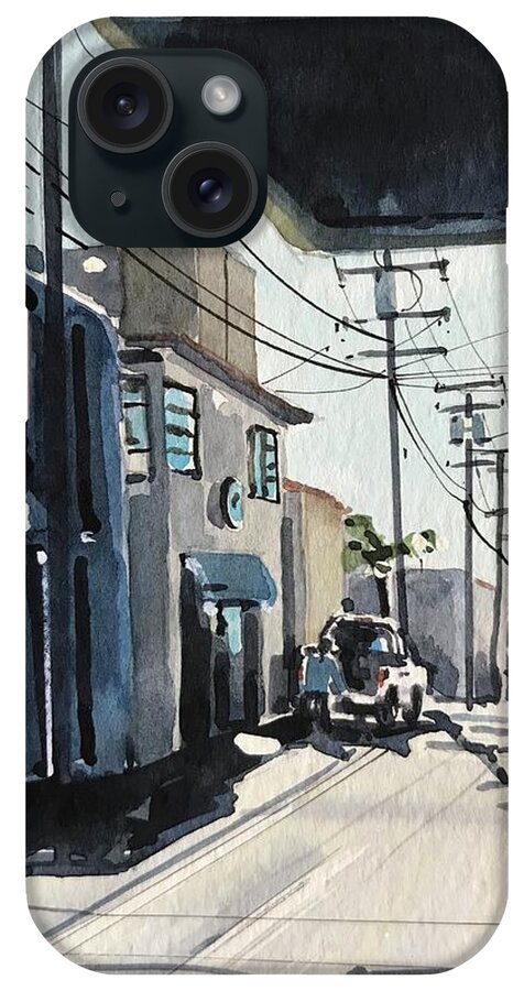 Manhattan Beach iPhone Case featuring the painting Manhattan Beach Alley #3 by Luisa Millicent