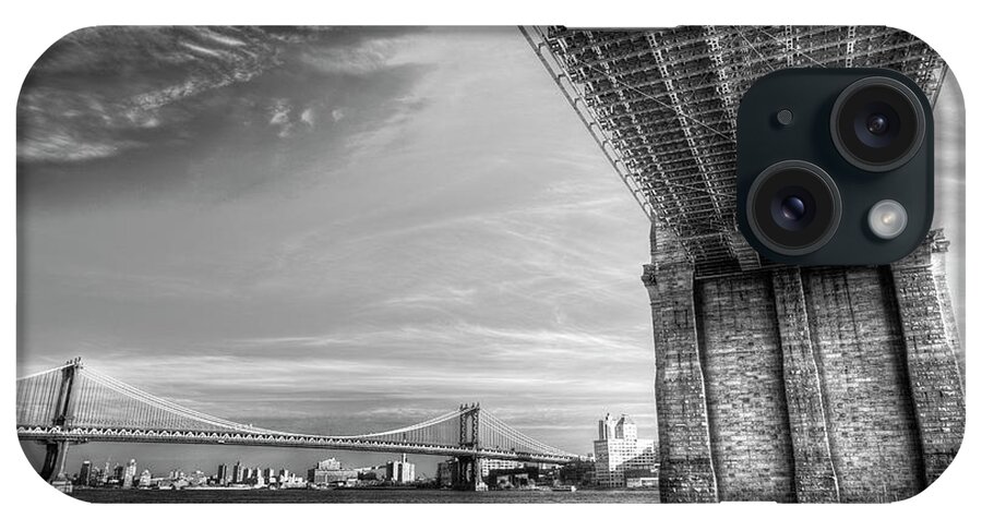 Brooklyn Bridge iPhone Case featuring the photograph Manhattan Bridges And Brooklyn Bridges by David Pyatt