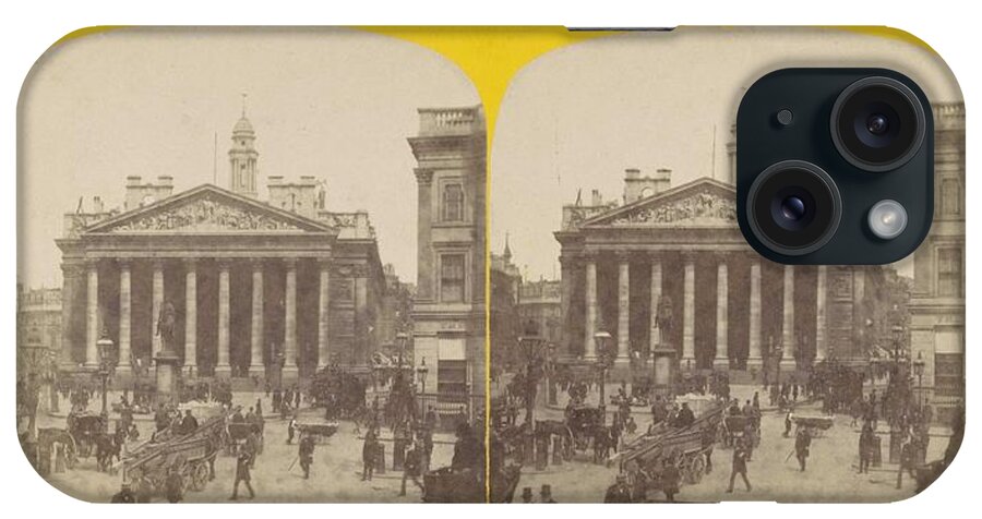 Nature iPhone Case featuring the painting Mansion House Street with view on a stock exchange building in London, York Son, c. 1860 - c. 1880 by MotionAge Designs