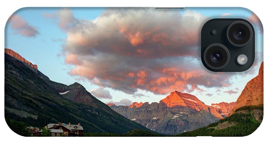 Glacier National Park iPhone Case featuring the photograph Many Glacier Lodge Sunrise by Harriet Feagin