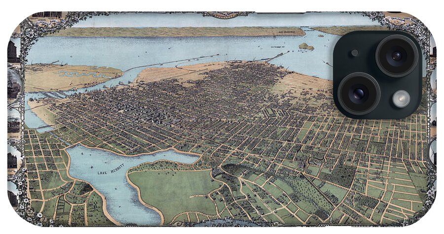 Map Of Oakland California1900 iPhone Case featuring the mixed media Map Of Oakland California1900 by Vintage Lavoie