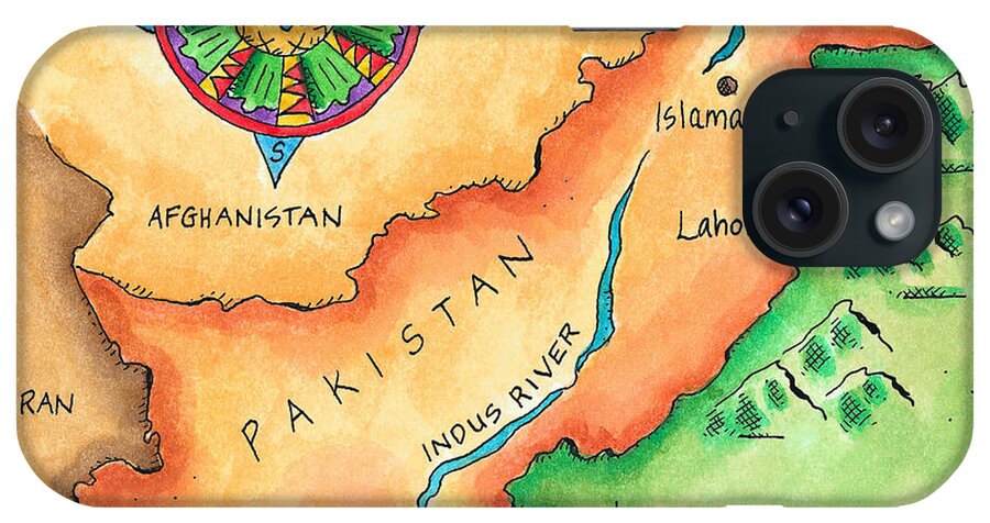 Hyderabad iPhone Case featuring the digital art Map Of Pakistan by Jennifer Thermes