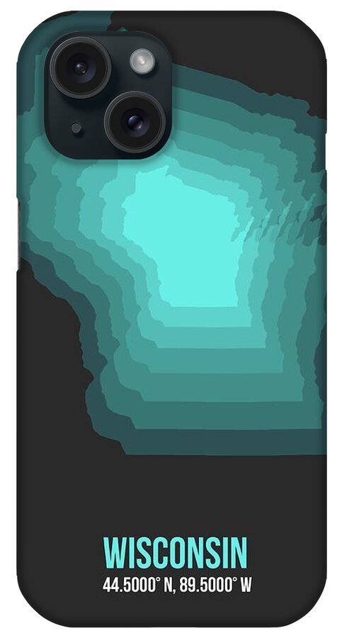 Wisconsin Map iPhone Case featuring the digital art Map of Wisconsin 3 by Naxart Studio