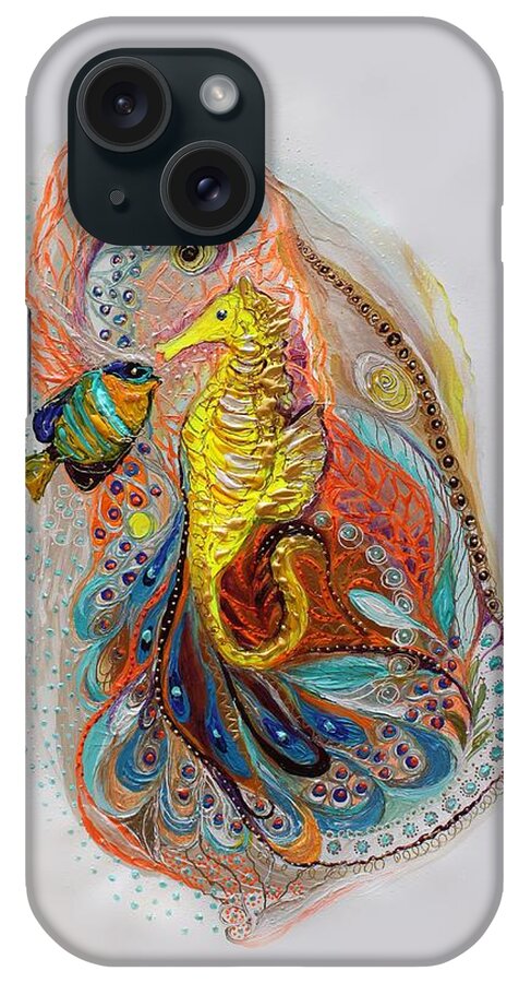 Sea Life iPhone Case featuring the painting Mare Nostrum #4. Sea Horse by Elena Kotliarker