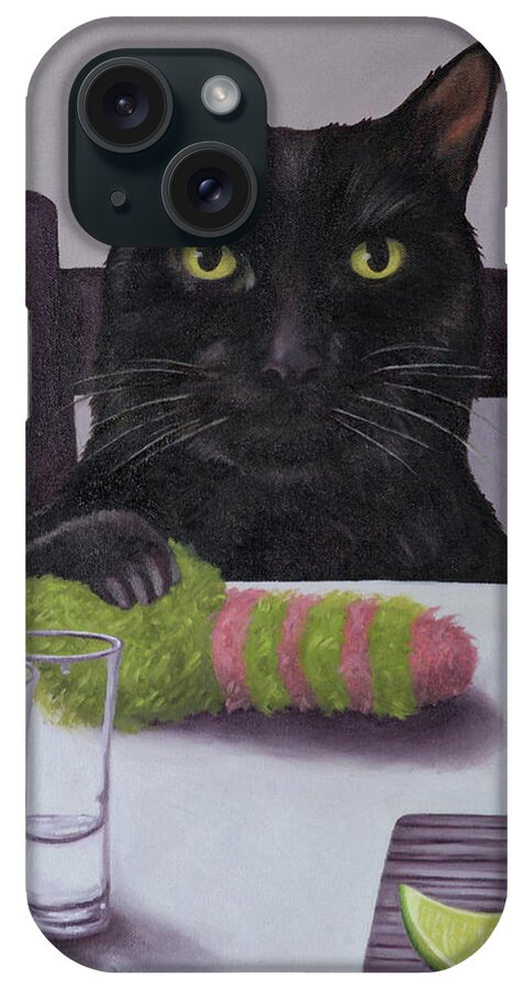 Cat iPhone Case featuring the painting Marshall's Play Time by Leah Saulnier The Painting Maniac