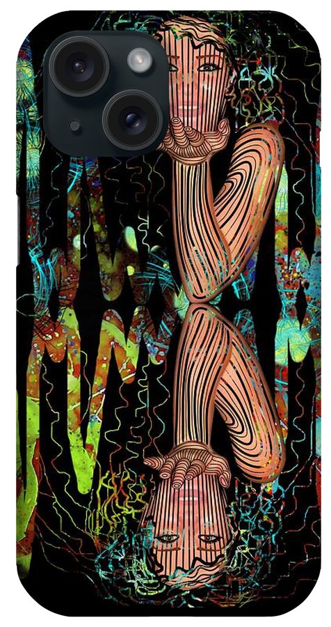 Mask iPhone Case featuring the mixed media Mask On My Frequency by Joan Stratton